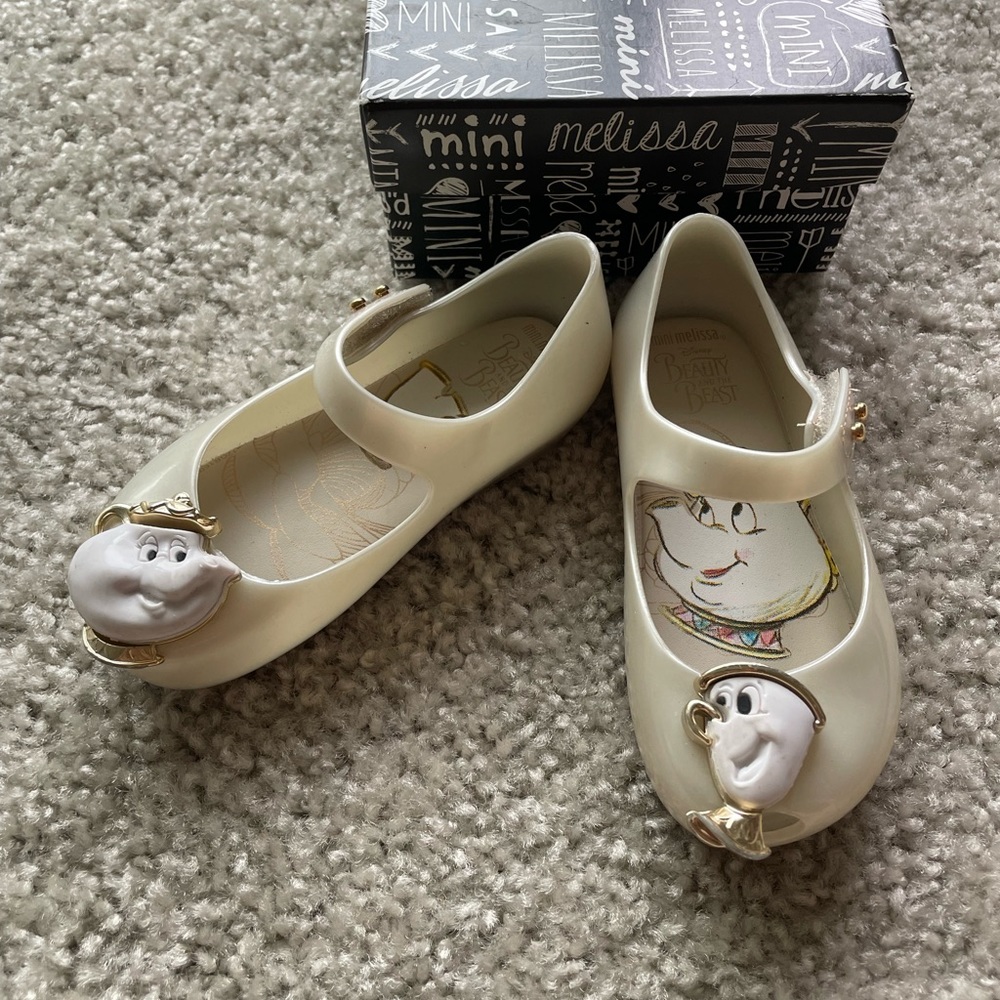 Mini Melissa Girls Toddler Beauty and the Beast Teacup Jelly Flats Shoes 8